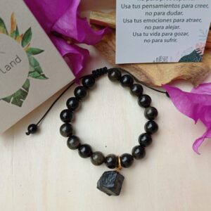 Pulsera Protección-Obsidiana y turmalina