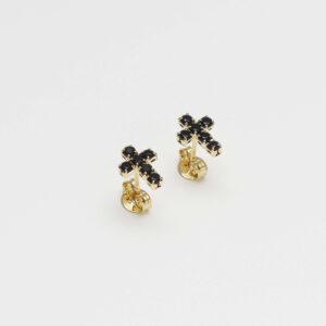 Topo Cruz 6 circonias 0.8mm NEGRO