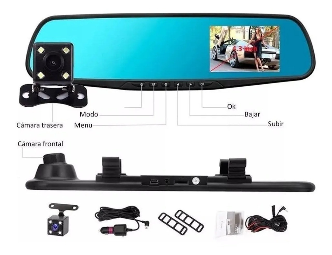 Espejo Retrovisor Doble Camara