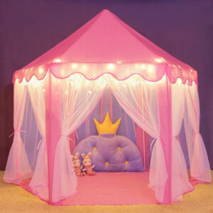 CARPA CASTILLO CON LUCES ROSADA