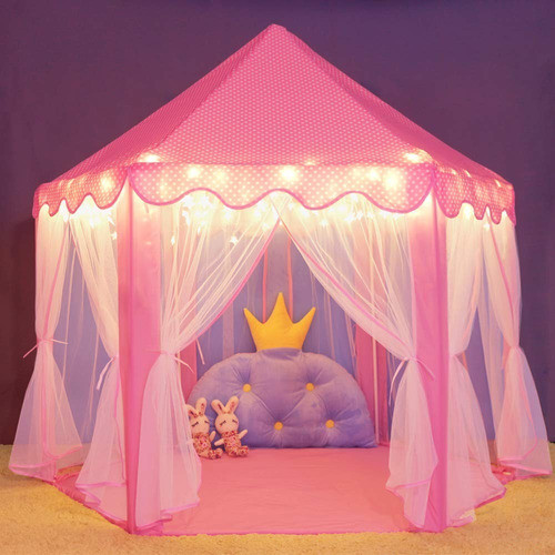 CARPA CASTILLO CON LUCES ROSADA