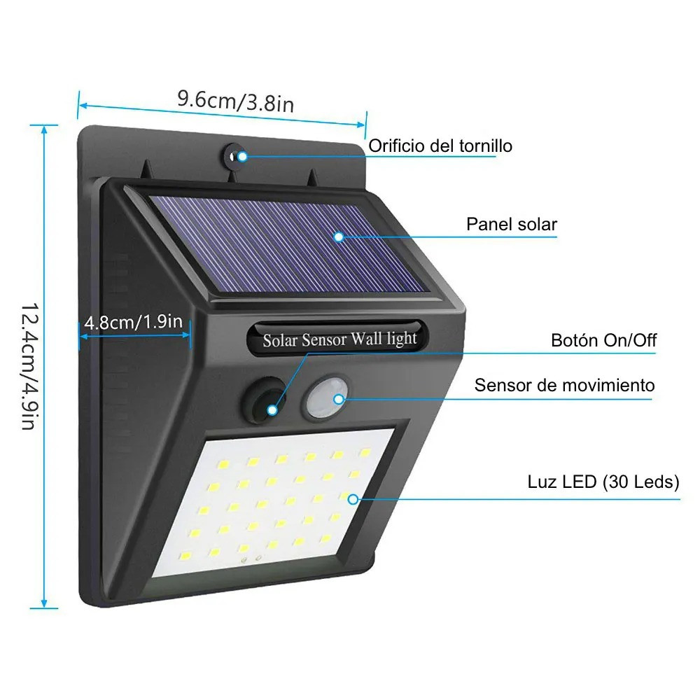 Lampara solar recargable 30 LED
