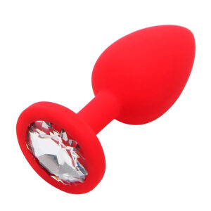 PLUG ANAL DE SILICONA CON JOYAS TALLA L