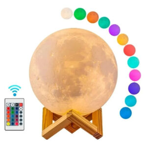 Lámpara Luna Con Control Luz Led Colores