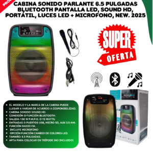 Cabina Sonido Bluetooth 6.5 Pulg +Microf