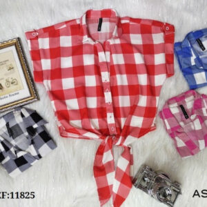 Blusa cuadros amarrar tipo cabalgata