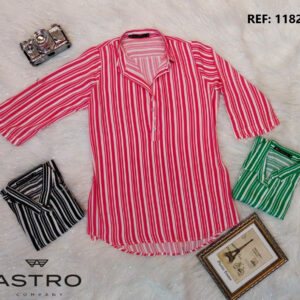 Camisera dama botones y rayas manga 3/4