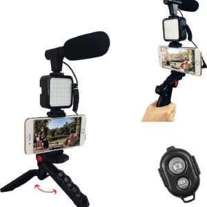 KIT DE VIDEO TRIPODE LUZ CON MICROFONO