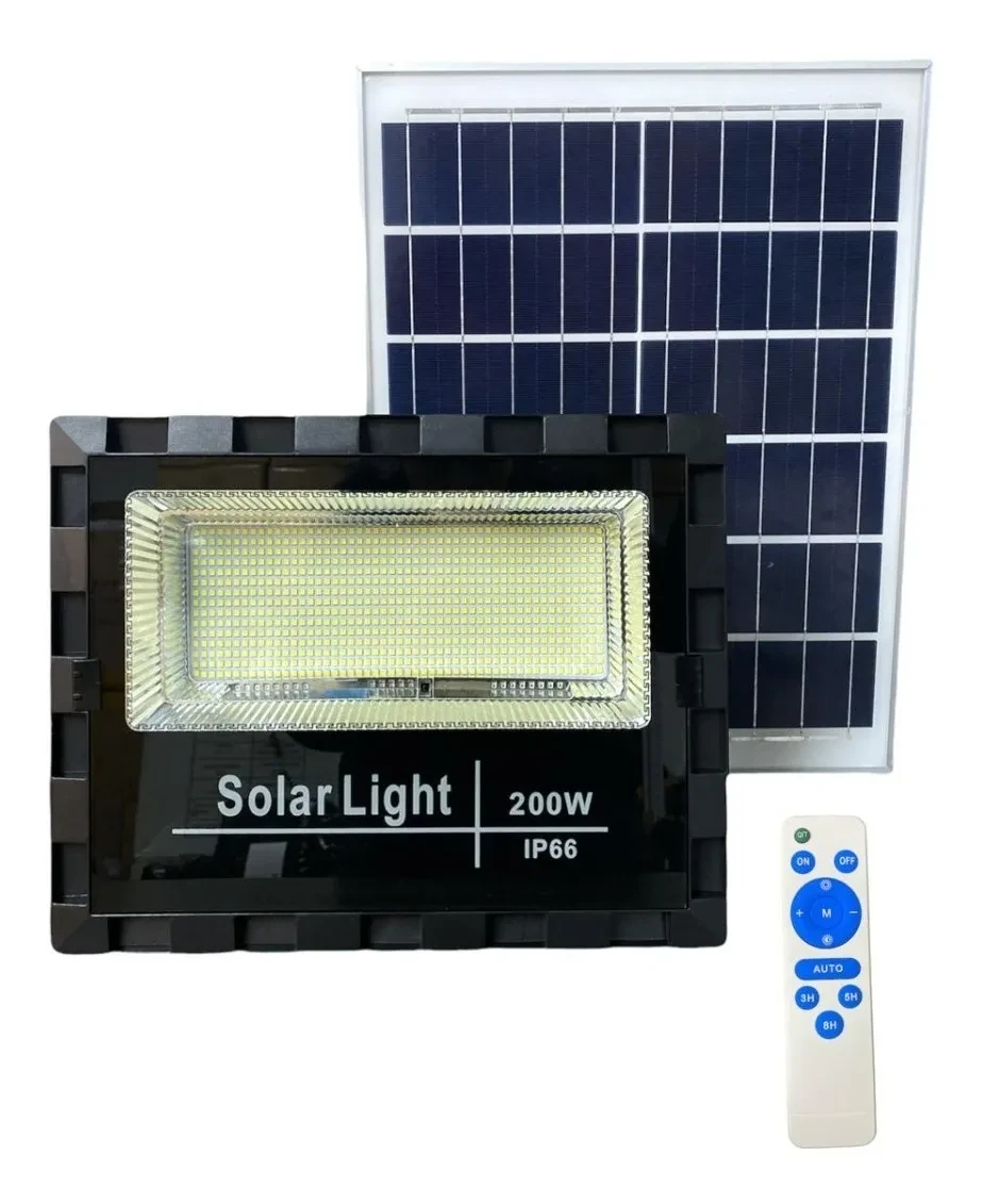 REFLECTOR LED SOLAR 200W CON PANEL SOLAR