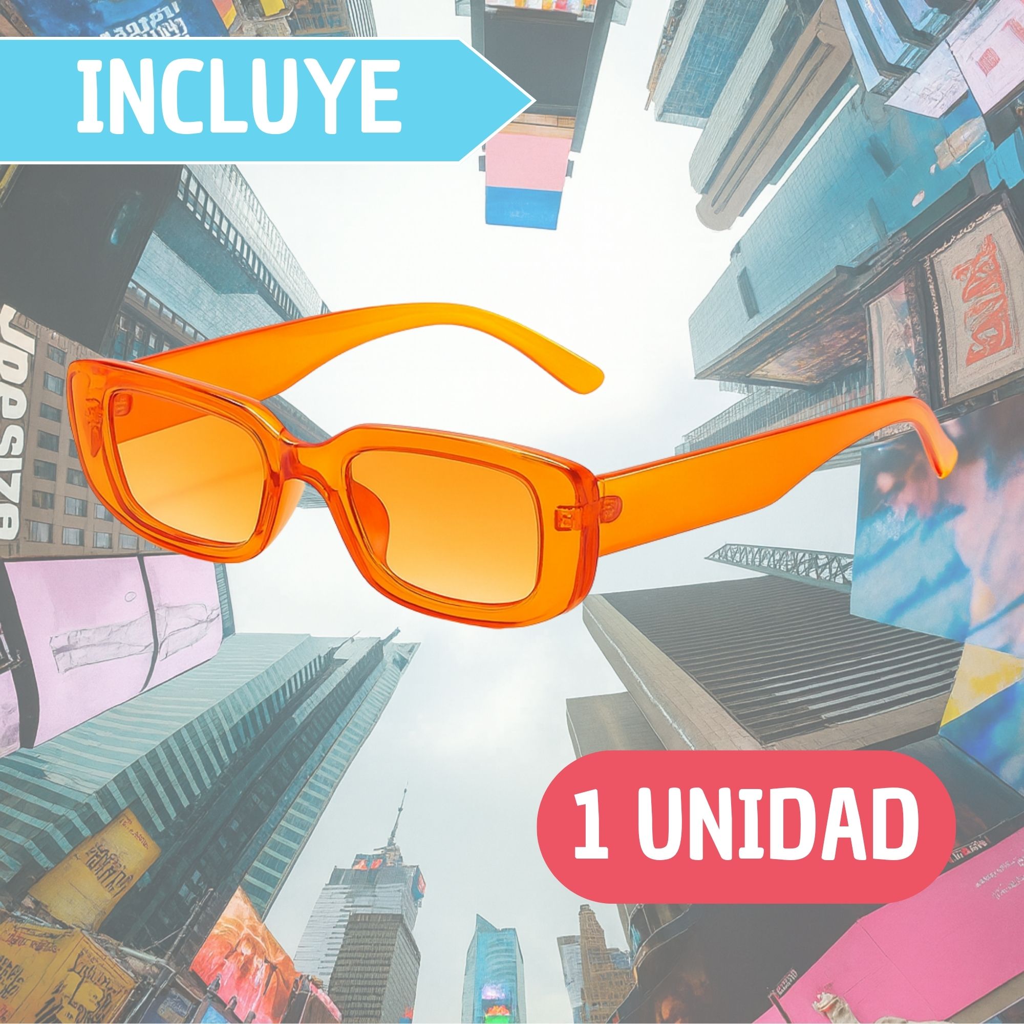 Gafas De Sol Rectangulares Naranja - Imagen 2