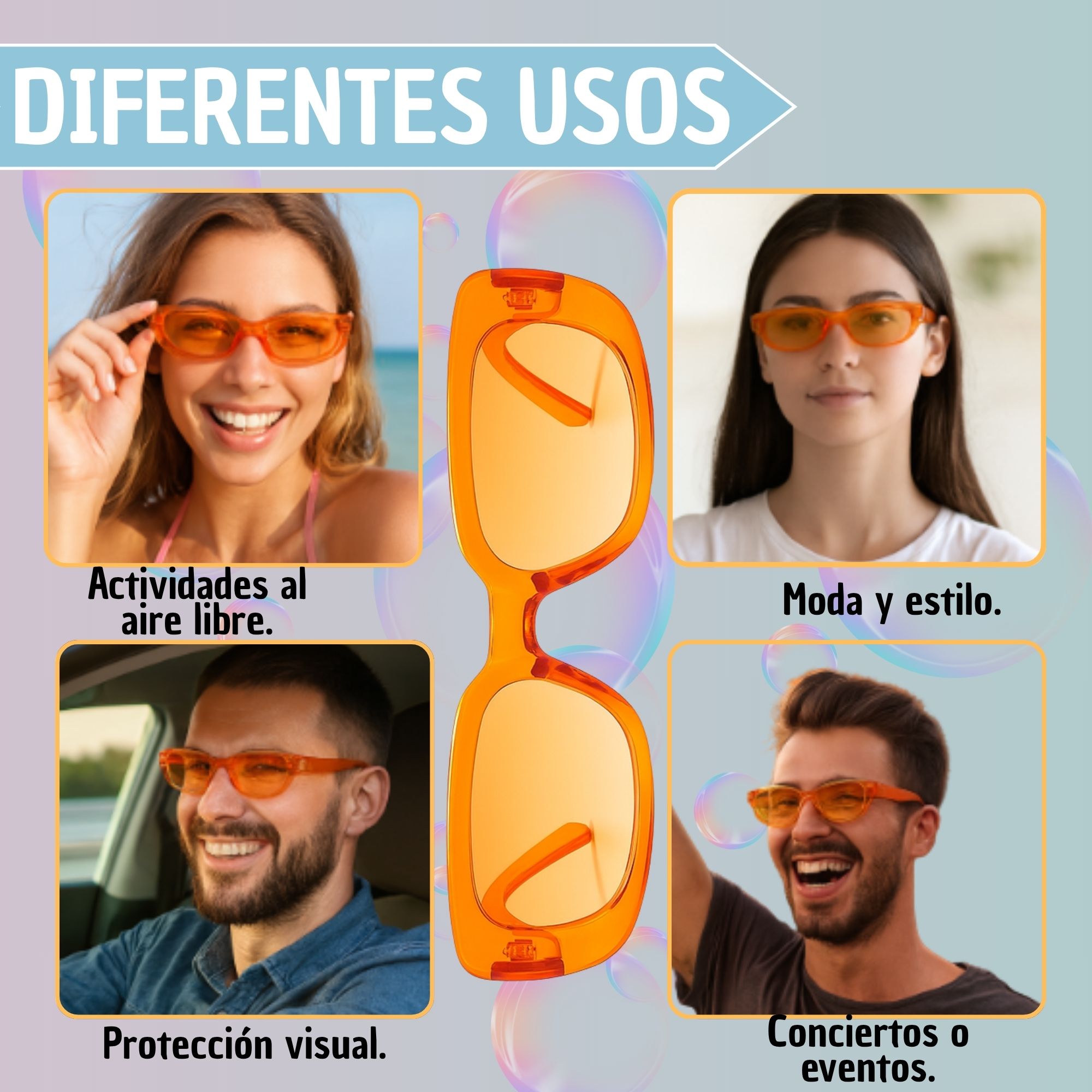 Gafas De Sol Rectangulares Naranja - Imagen 3