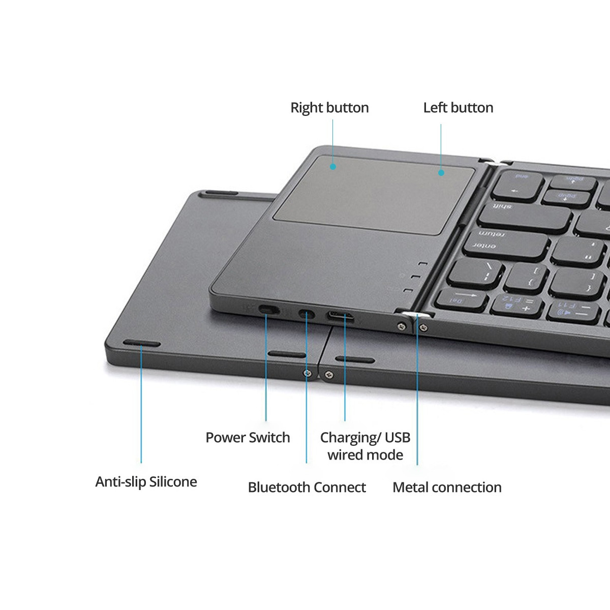 Teclado plegable touch pad recargable - Imagen 2