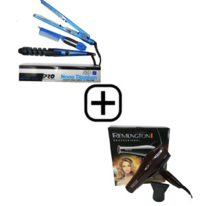 plancha+ rizador + peine azul + secador