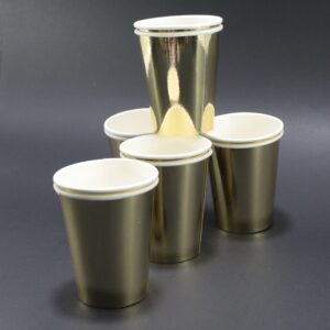 Vaso fiesta metalizado dorado X10