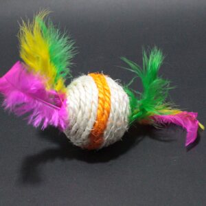 Juguete Bola para mascota con plumas