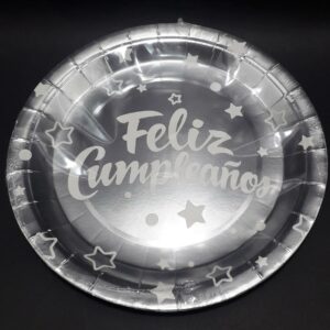 Plato plateado para fiesta grandes feli