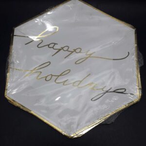 PLATO X 10 HEXAGONAL BLANCO DORADO HAPP