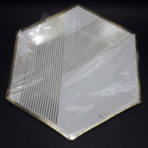 PLATO X 10 HEXAGONAL BLANCO DORADO