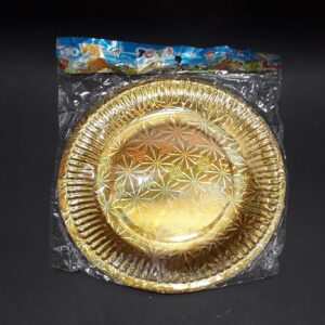 PLATO METALIZADO HOLOGRAFICO DORADO  EN