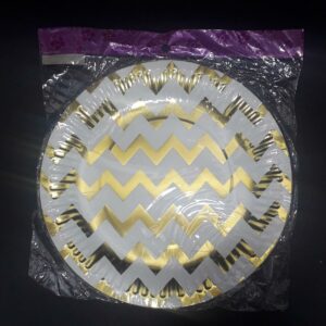 PLATO METALIZADO RAYAS DORADO BOLSA 2