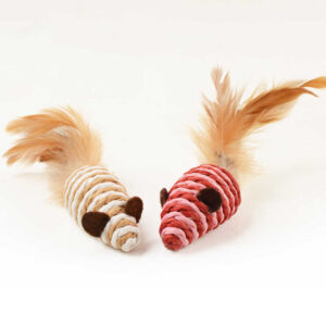 juguete para gato ratón plumas X2
