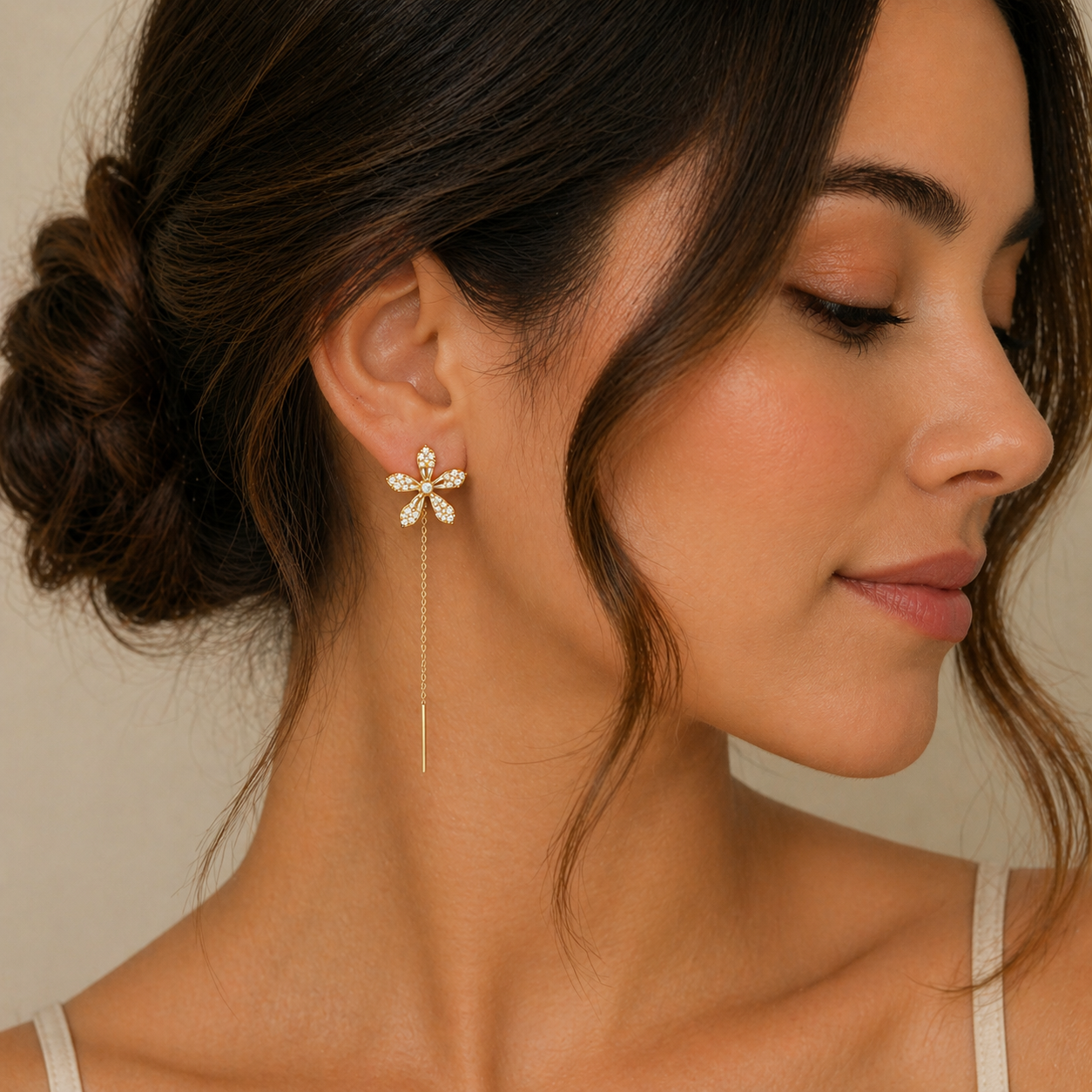 Pendientes de flores de diamante