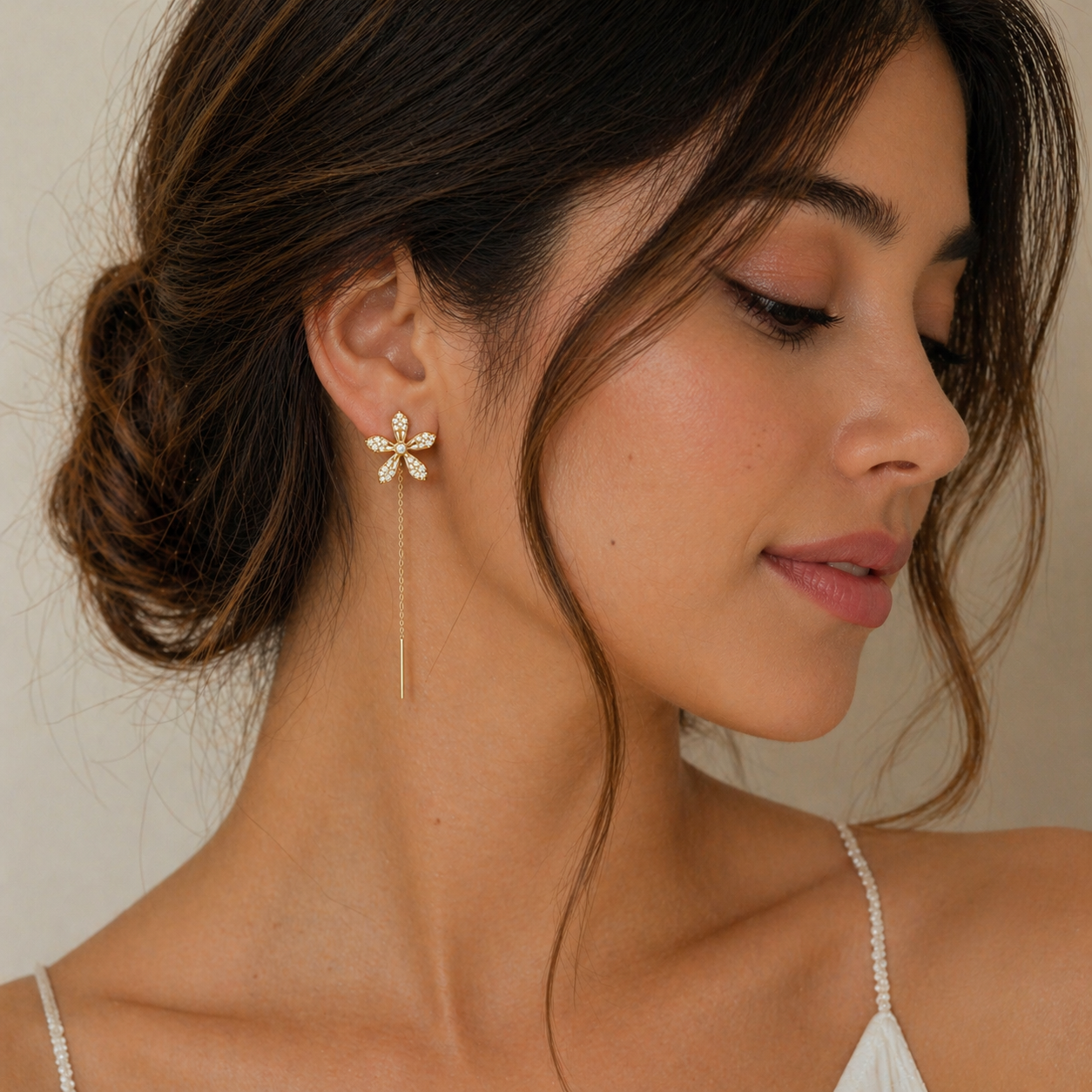 Pendientes de flores de diamante - Imagen 2