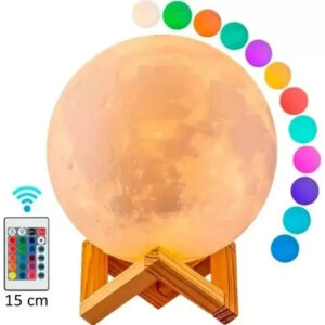 Lámpara Luna 15 Cm 3d Luz Led Colores