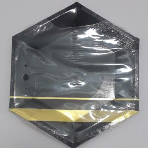 PLATO FIESTA HEXAGONAL NEGRO DORADO 23