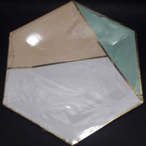 Plato x 10 Hexagonal blanco verde beis