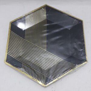 PLATO X 10 HEXAGONAL NEGRO DORADO