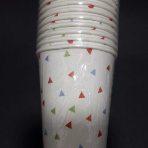 VASO  x 10   blanco  triangulo de color