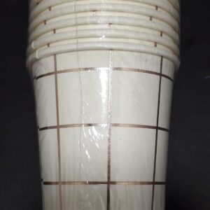 VASO X 10 BLANCO DORADO CUADROS 7 O