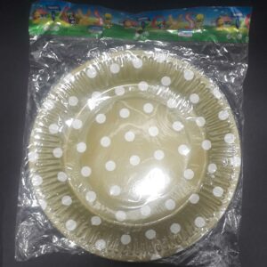 PLATO CARTON PUNTOS DORADO 18CM