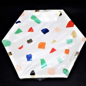 PLATO X 10 Hexagonal manchas sobras gra