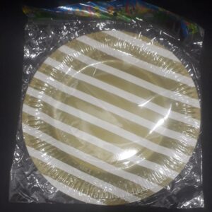 PLATO CARTON RAYAS DORADO BOLSA 23CM