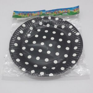 PLATO CARTON PUNTOS NEGRO 18CM