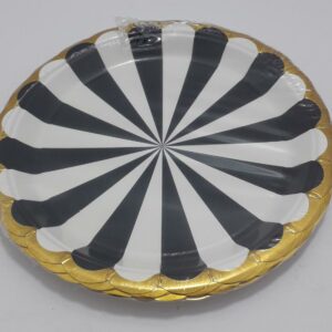 PLATO BLANCO Y NEGRO BORDE DORADOS 18C