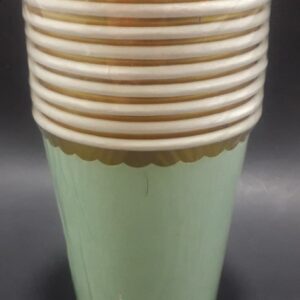 VASO VERDE CLARO CON BORDE DORADO x 10