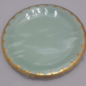 PLATO VERDE CLARITO BORDE DORADO 18CM
