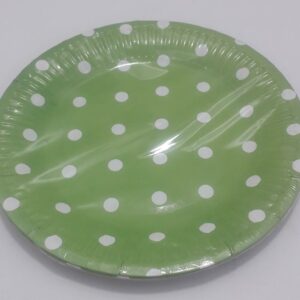 PLATO VERDE OSCURO PUNTOS BLANCOS 18CM