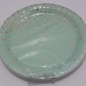 PLATO VERDE PUNTOS DORADO  18CM