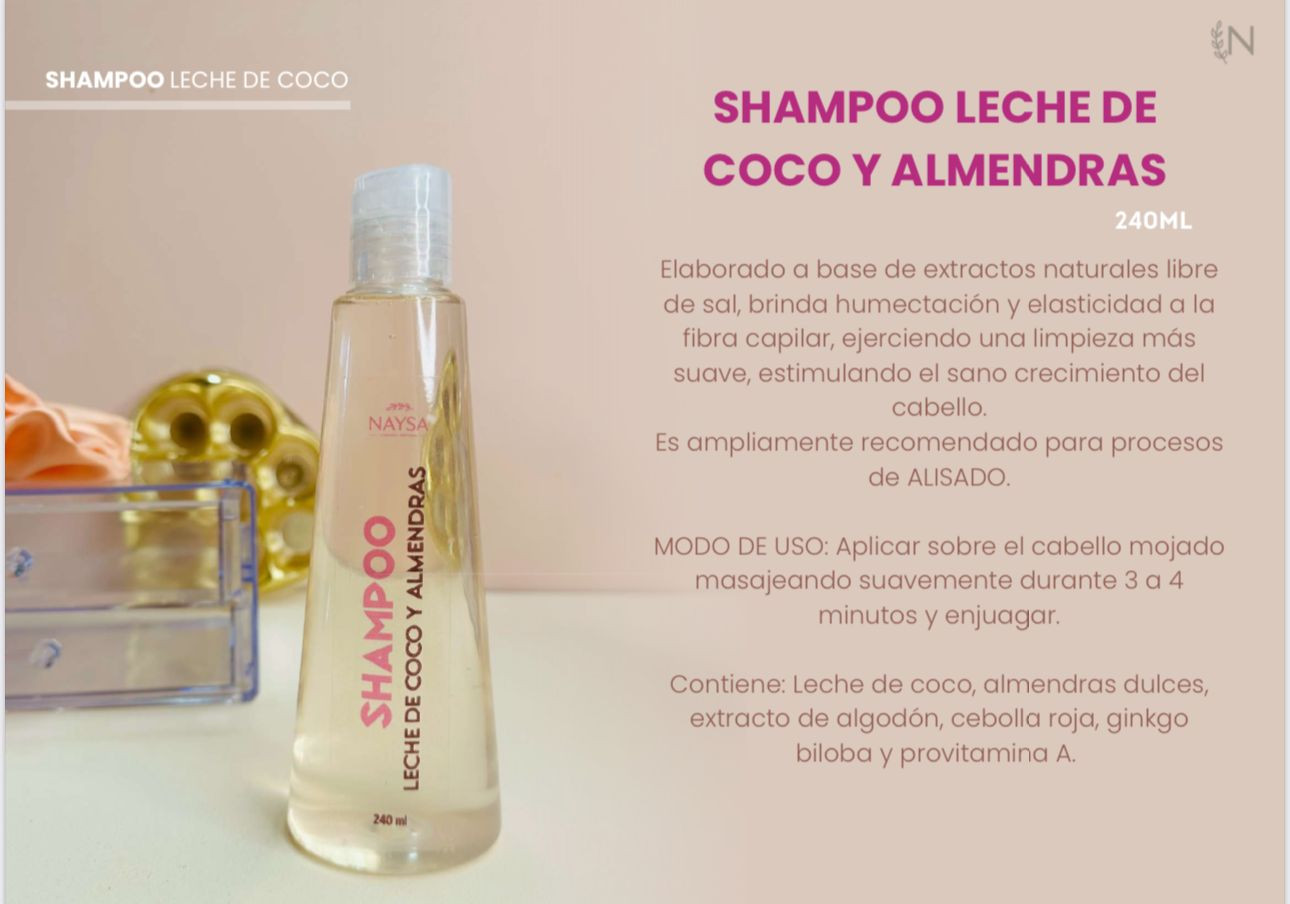 SHAMPOO LECHE DE COCO NAYSA 240ML - Imagen 4