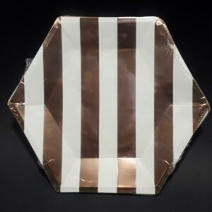 PLATO HEXAGONAL BLANCO ORO ROSA METALIZ