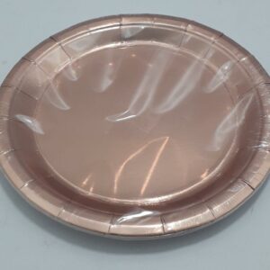 PLATO METALIZADO ORO ROSA 23 CM