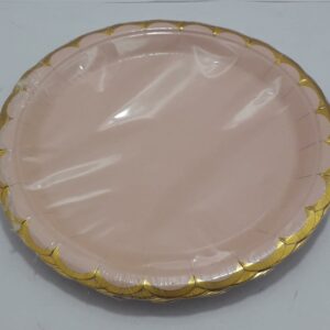 PLATO SALMON BORDE DORADO 23 CM