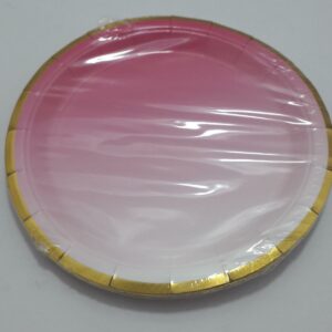 PLATO FUCSIA BORDE DORADO 23 CM