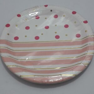 PLATO PUNTOS Y RAYAS ROSADO FUCSIA Y  D