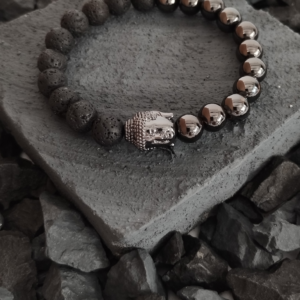 Brazalete buda en rodio - edition black