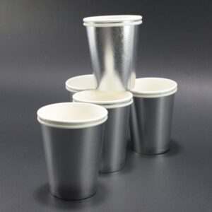 Vaso fiesta metalizado plateado x 10